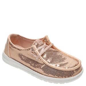 NEW HEY DUDE Women's Wendy disco sequin Blush Slip On Shoes Size 7 no box